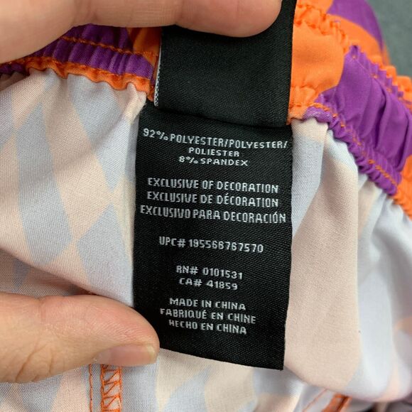 Neff Dazed Hot Tub Swim Shorts Mens L Large Purple Orange Elastic Waist Unlined - Picture 9 of 11